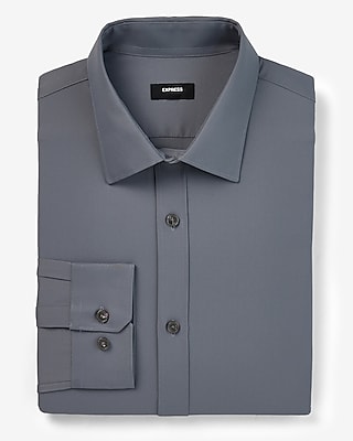 Classic Wrinkle-Resistant Performance Dress Shirt Gray Men's S