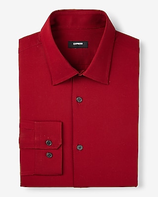 Extra Slim Solid Stretch 1Mx Dress Shirt Red Men's M
