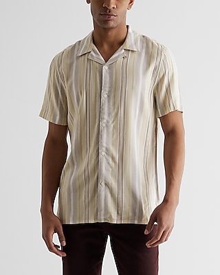 Striped Rayon Short Sleeve Shirt