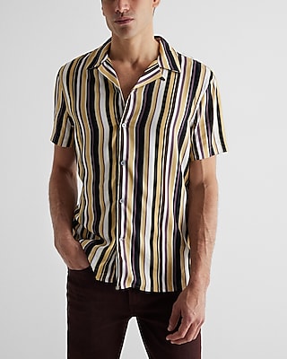 Striped Rayon Short Sleeve Shirt