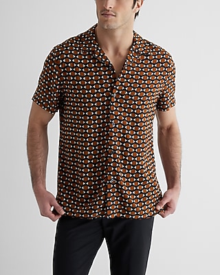 Geo Print Rayon Short Sleeve Shirt