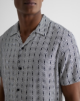 Geo Print Rayon Short Sleeve Shirt
