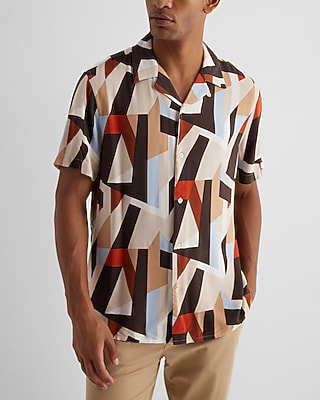Abstract Rayon Short Sleeve Shirt
