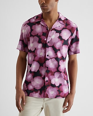 Watercolor Floral Rayon Short Sleeve Shirt