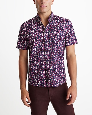 Abstract Shapes Cotton Stretch Short Sleeve Shirt