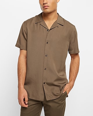 Slim Solid Tencel Short Sleeve Shirt