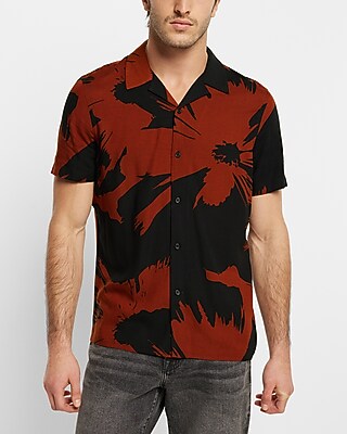 Floral Print Rayon Short Sleeve Shirt