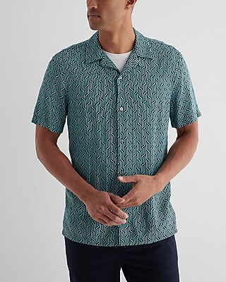 Geo Print Rayon Short Sleeve Shirt