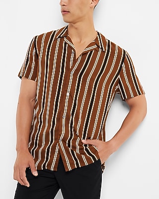 Striped Rayon Short Sleeve Shirt