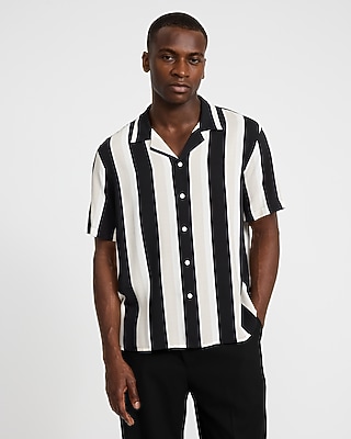 Striped Rayon Short Sleeve Shirt