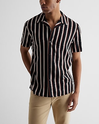Striped Rayon Short Sleeve Shirt