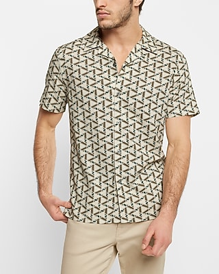 Diamond Print Rayon Short Sleeve Shirt