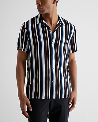 Striped Rayon Short Sleeve Shirt