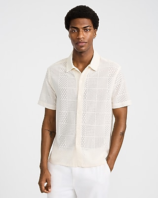Textured Tile Lace Short Sleeve Shirt