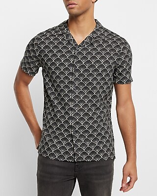 Geo Print Rayon Short Sleeve Shirt