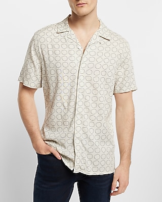 Circle Print Rayon Short Sleeve Shirt