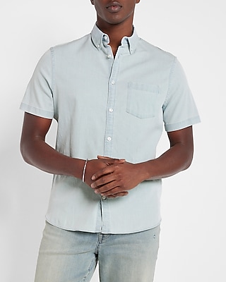 Light Wash Short Sleeve Tencel Denim Shirt