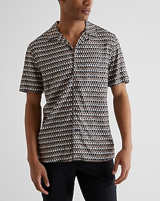 Triangle Geo Print Rayon Short Sleeve Shirt