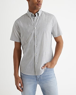 Striped Cotton Stretch Short Sleeve Shirt