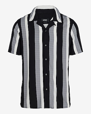 Striped Rayon Short Sleeve Shirt Men