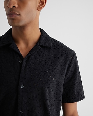 Floral Eyelet Cotton Short Sleeve Shirt