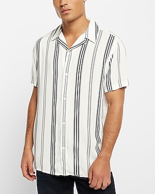 Striped Rayon Short Sleeve Shirt