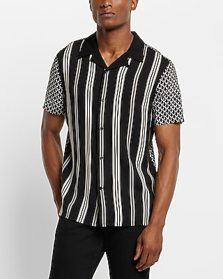 Geo Stripe Rayon Short Sleeve Shirt