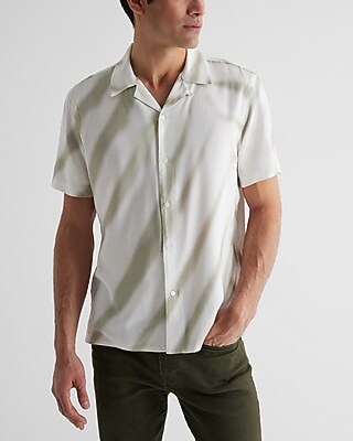 Palm Print Rayon Short Sleeve Shirt