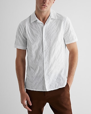 Embroidered Eyelet Short Sleeve Shirt
