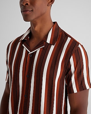 Striped Rayon Short Sleeve Shirt