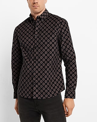 Geo Print Stretch Corduroy Shirt