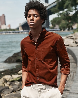 Solid Stretch Corduroy Shirt