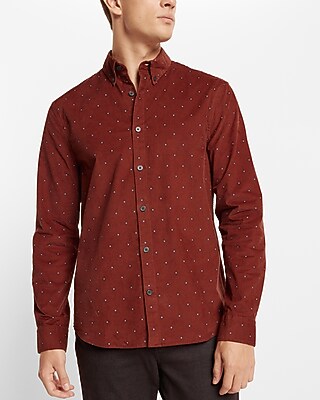Geo Print Stretch Corduroy Shirt