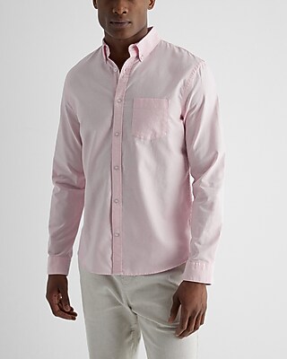 Solid Stretch Oxford Shirt Pink Men's XS
