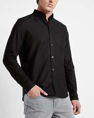 Solid Stretch Oxford Shirt Black Men's L