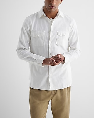 Stretch Linen-Blend Double Pocket Shirt