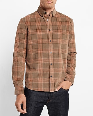 Plaid Stretch Corduroy Shirt