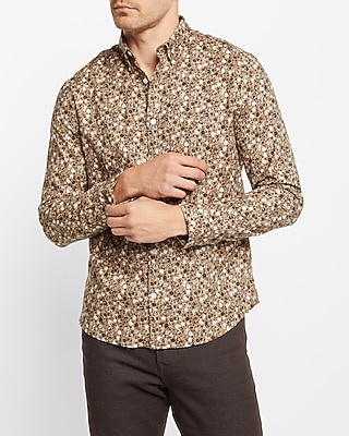 Floral Stretch Flannel Shirt Neutral Men's S