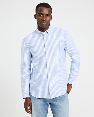 Striped Cotton Long Sleeve Oxford Shirt