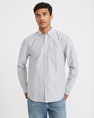 Striped Cotton Long Sleeve Oxford Shirt