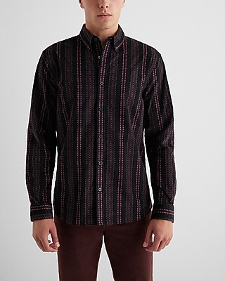 Geo Striped Stretch Corduroy Shirt
