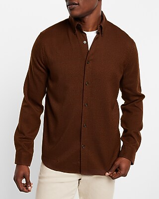 Houndstooth Formal Flannel Brown Men's XL Tall