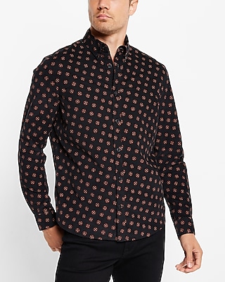 Geo Print Stretch Corduroy Shirt