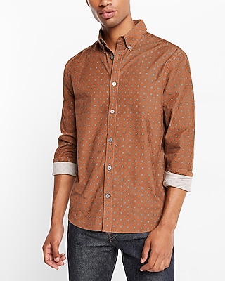 Mini Floral Print Stretch Corduroy Shirt