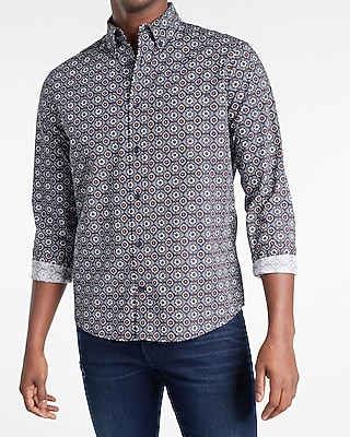 Geo Print Stretch Cotton Shirt