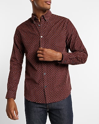 Geo Print Stretch Corduroy Shirt