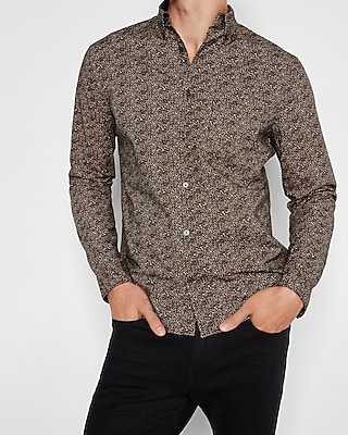 Abstract Print Stretch Cotton Shirt