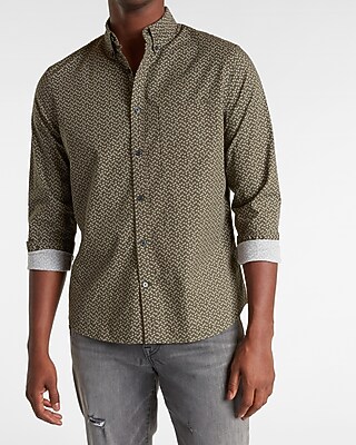 Geo Print Stretch Cotton Shirt