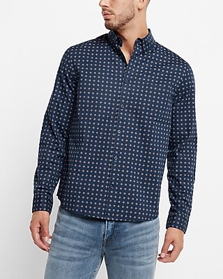Geo Print Stretch Cotton Shirt