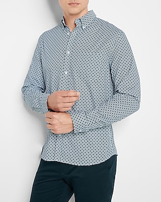 Geo Print Stretch Cotton Shirt